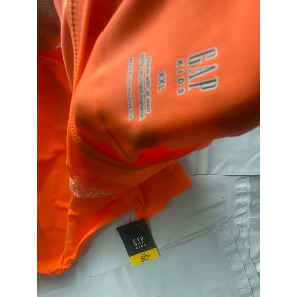 GAP Kids Orange Long Sleeve Rash Guard Swim Shirt Top‎ Recycled Material XXL